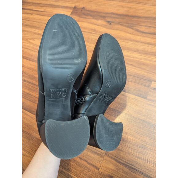 Madden NYC Black Block Heel Ankle Boots- Classic Zip Booties- Size 7.5 - Picture 8 of 9